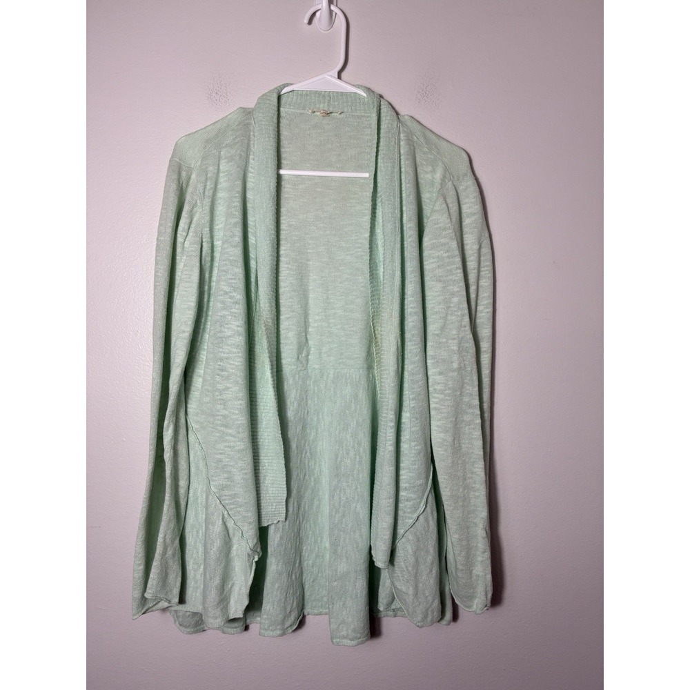 Eileen Fisher Open Knit Cardigan Linen/cotton Light Green Sz M Old Money Minimal